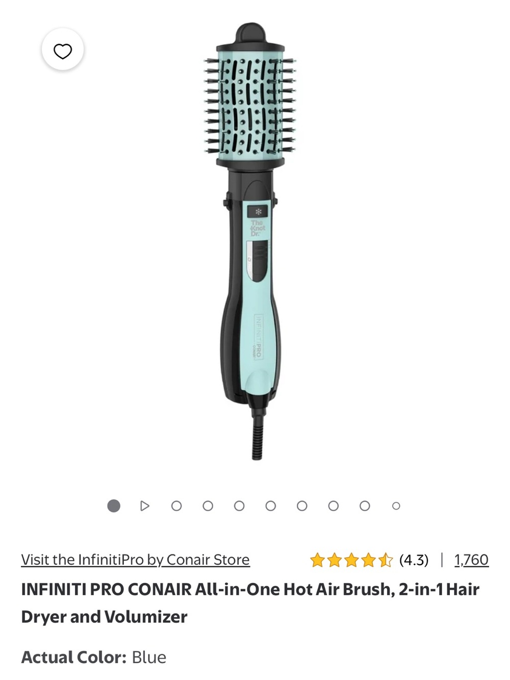 InfinitiPro Blue All-in-One Hot Air Brush Dryer & Volumizer